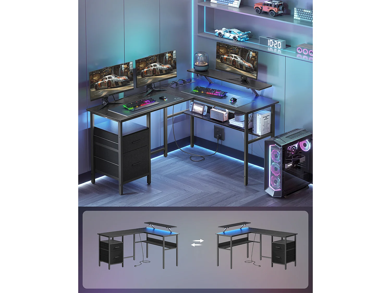 Computer Desk 150x120x89 cm Black lwd095b01