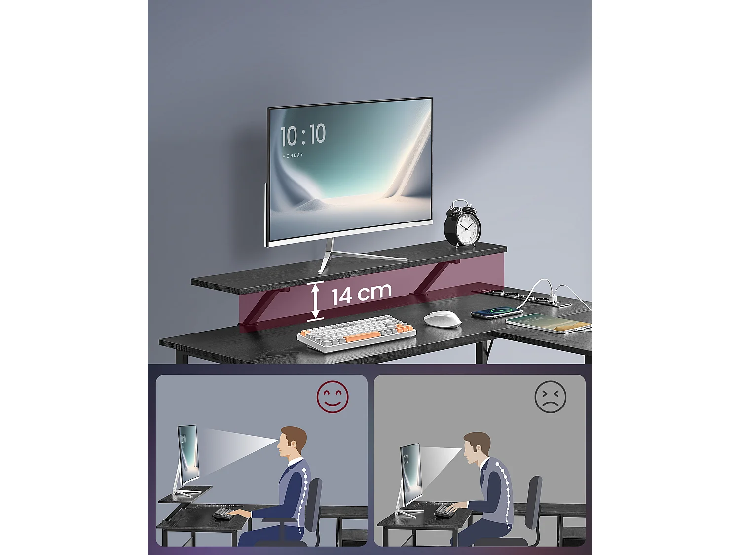 Computer Desk 150x120x89 cm Black lwd095b01