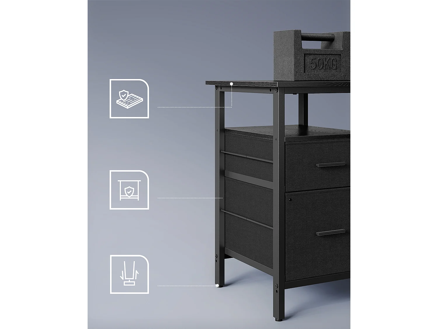 Computer Desk 150x120x89 cm Black lwd095b01