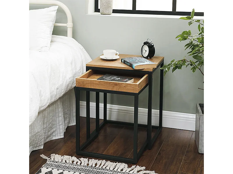 Nesting Table 45x40x55 cm Rustic brown vasagle
