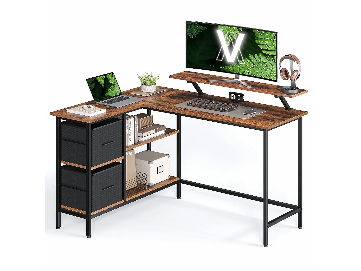 Computer Desk 135x105x89 cm Rustic Brown