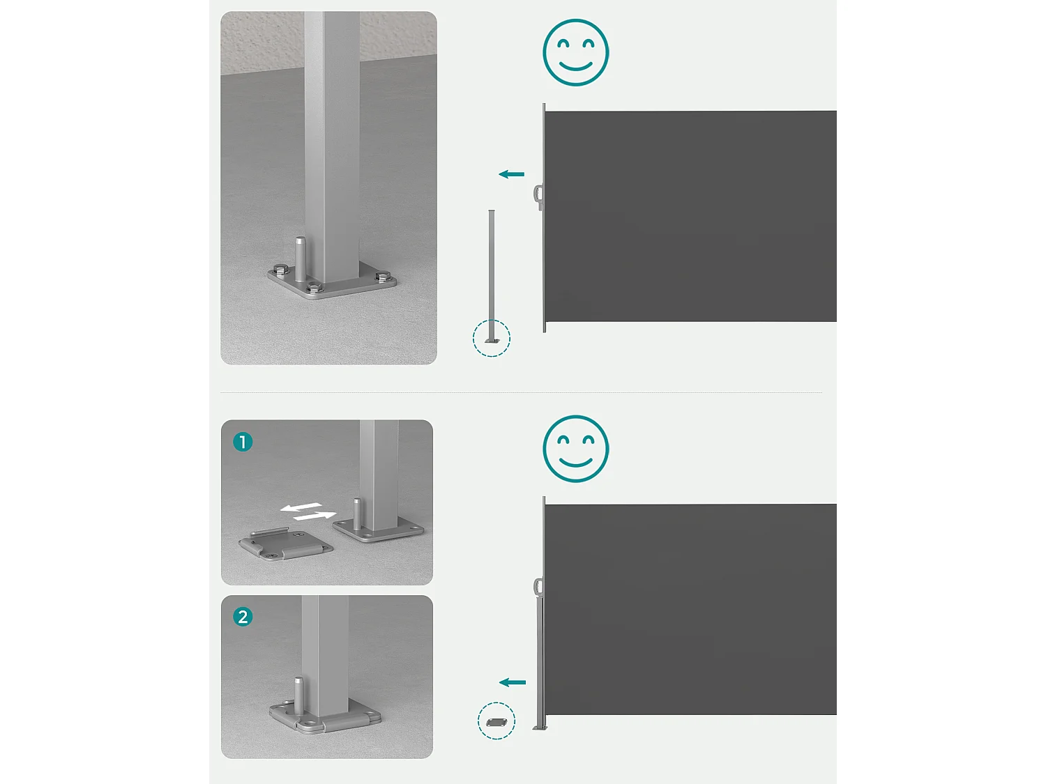 Seitenmarkise 200x350 cm grau