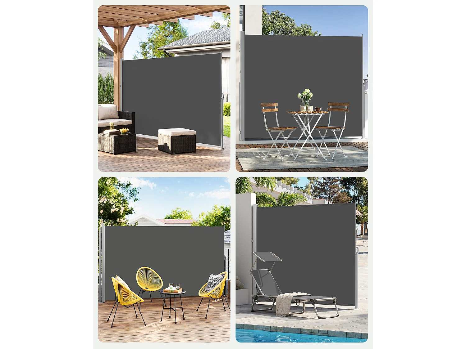 Seitenmarkise 200x350 cm grau