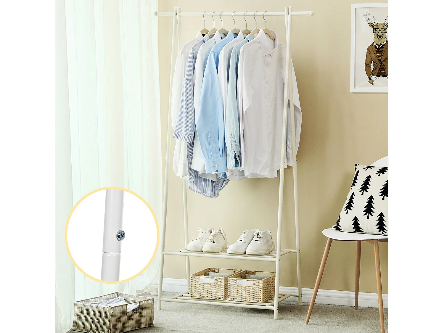 Porte-manteau 87,5x40x155 cm blanc