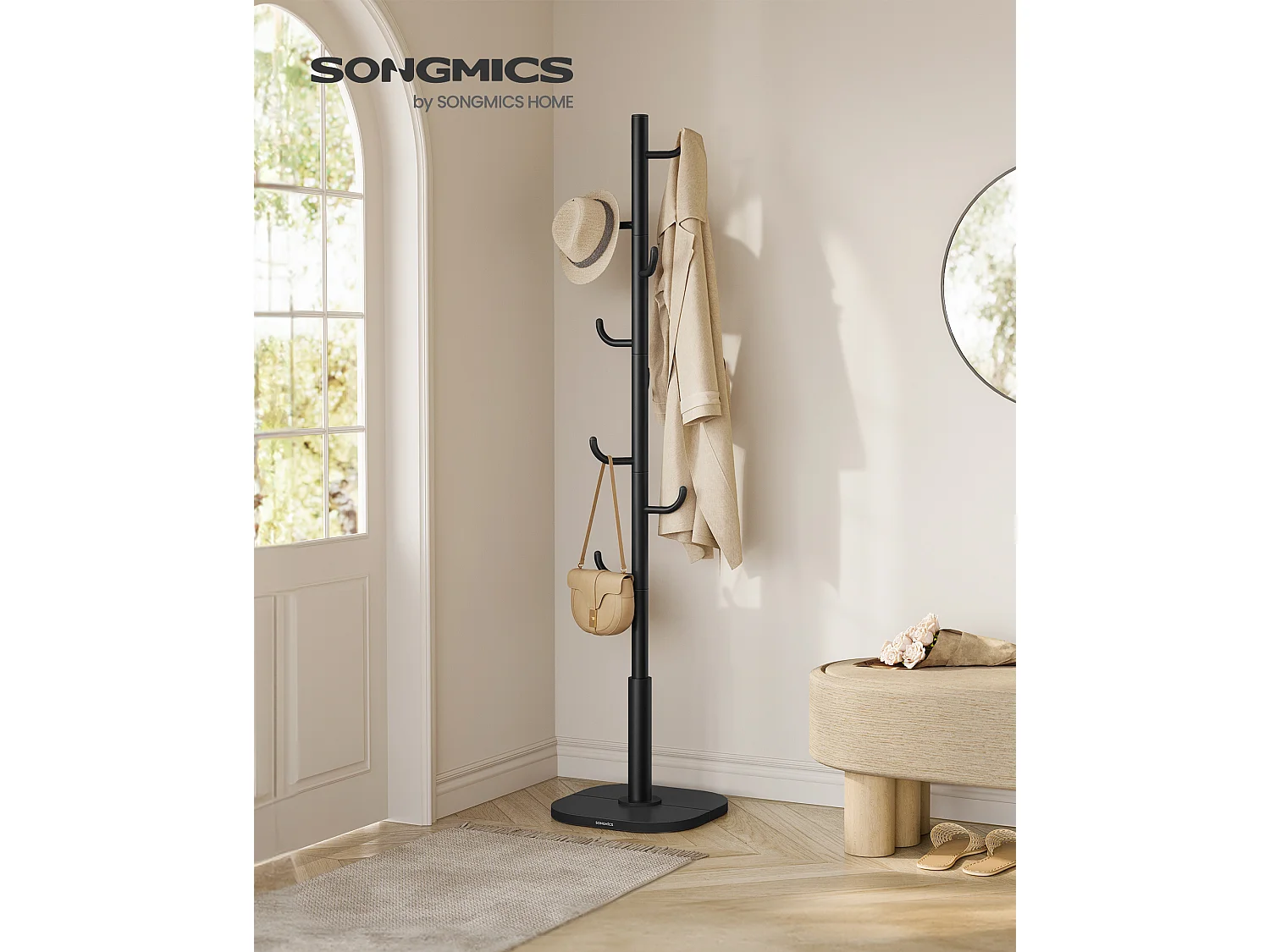 Porte-manteau 40x40x175,3 cm noir