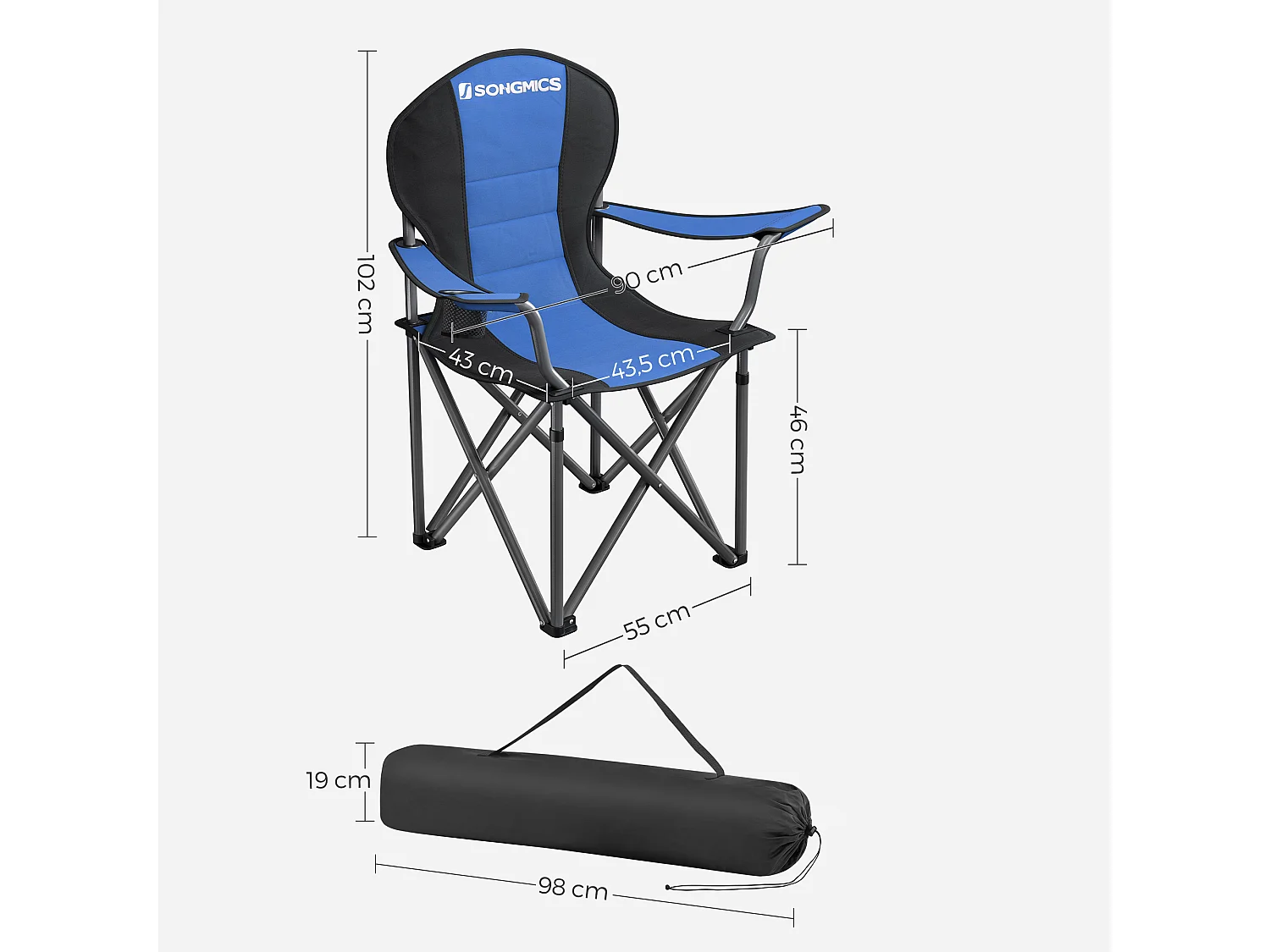 Campingstoel 92x57x104 cm blauw