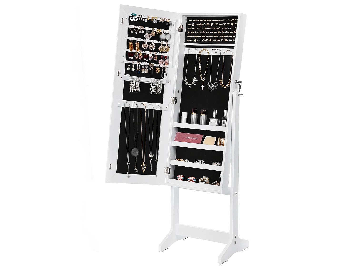 Armario para joyas 151,5x41x36,5 cm blanco