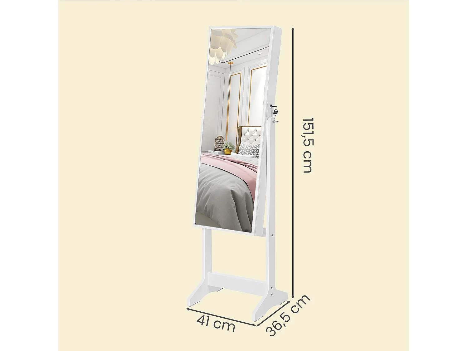 Armario para joyas 151,5x41x36,5 cm blanco