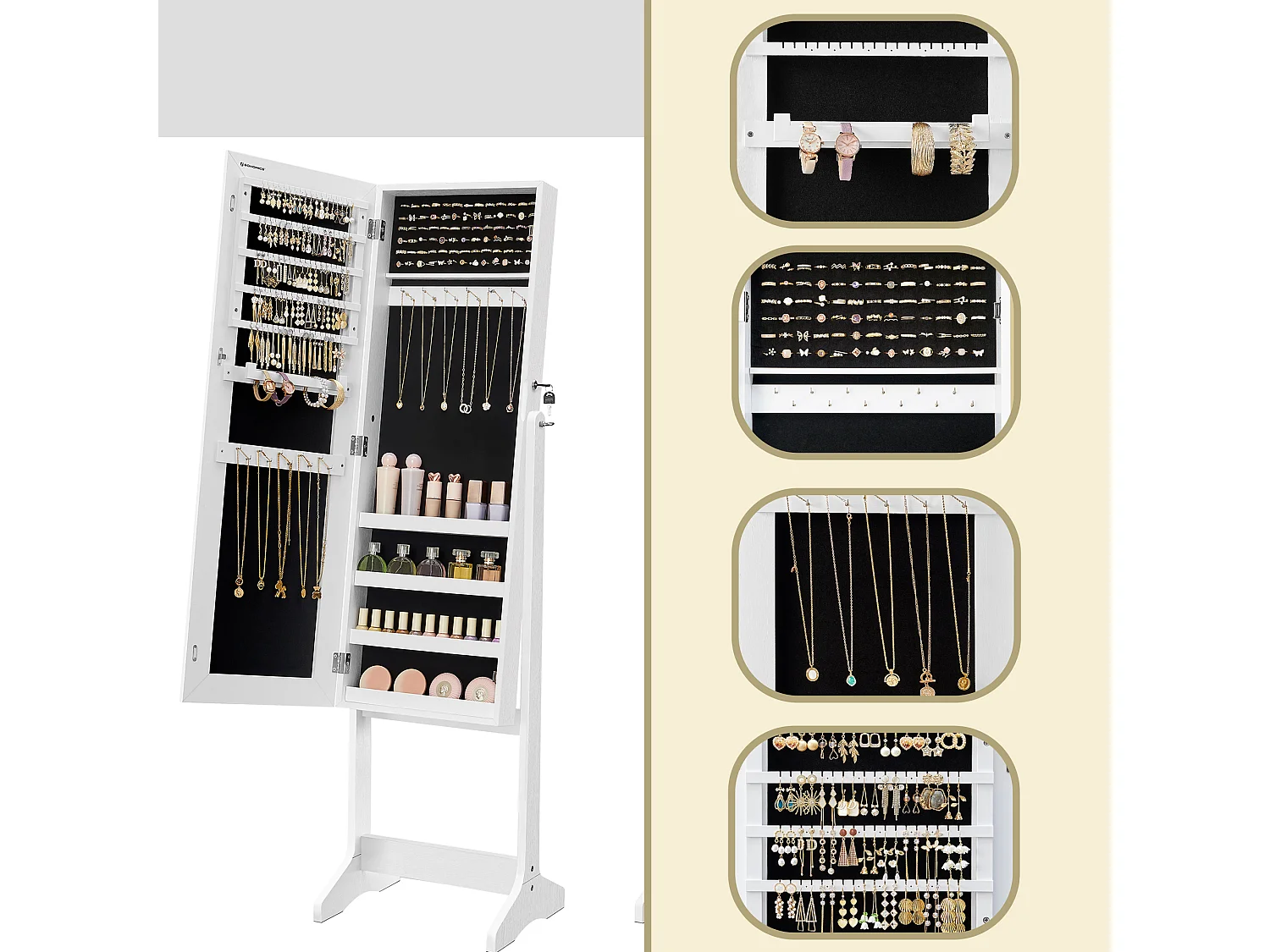 Armario para joyas 151,5x41x36,5 cm blanco