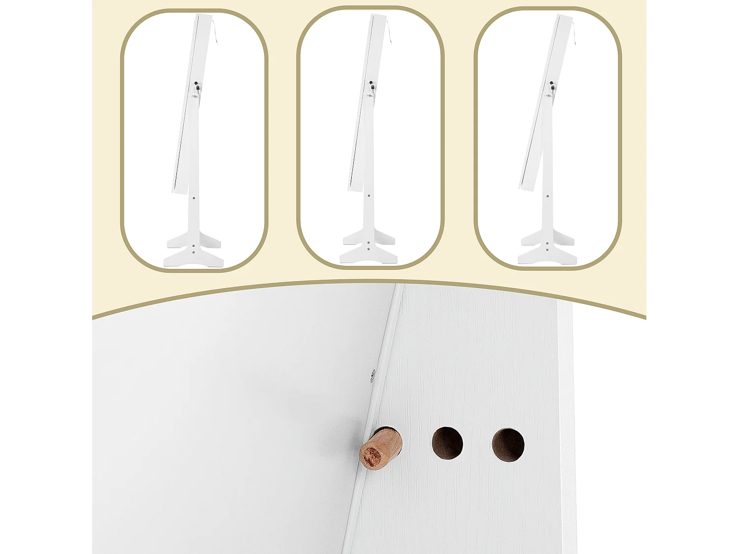 Armario para joyas 151,5x41x36,5 cm blanco