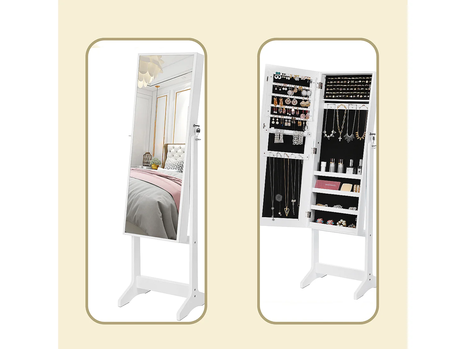 Armario para joyas 151,5x41x36,5 cm blanco