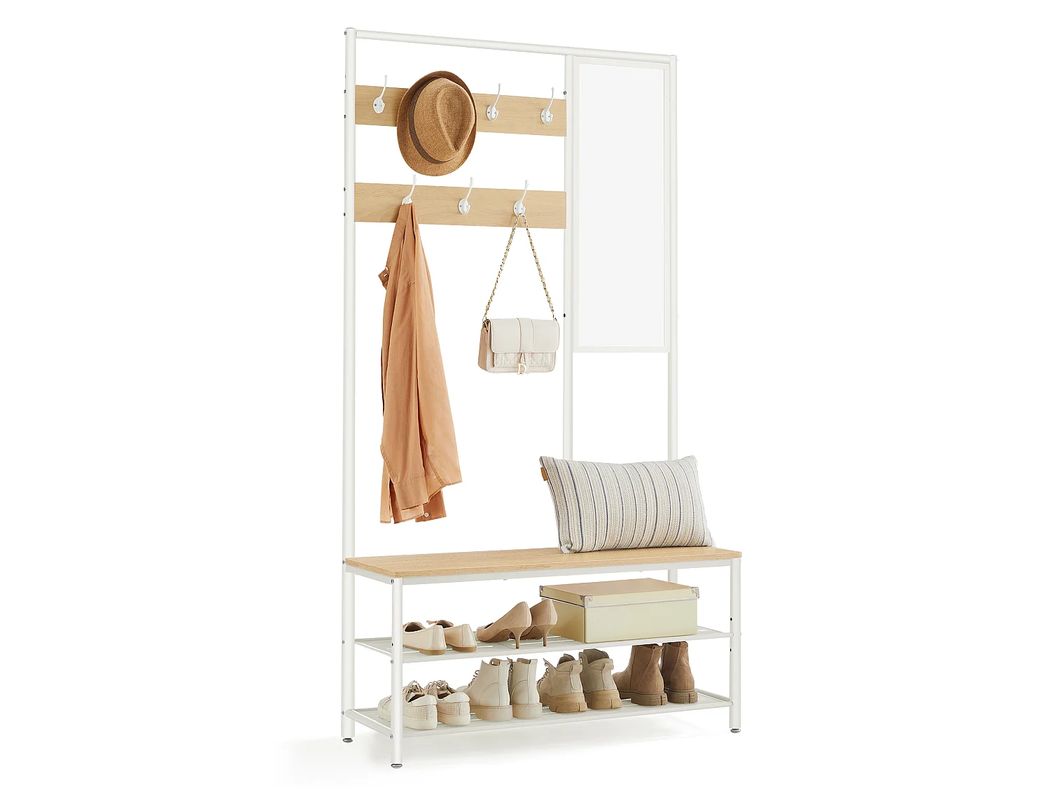 Coat rack stand 35x98x180 cm oak white