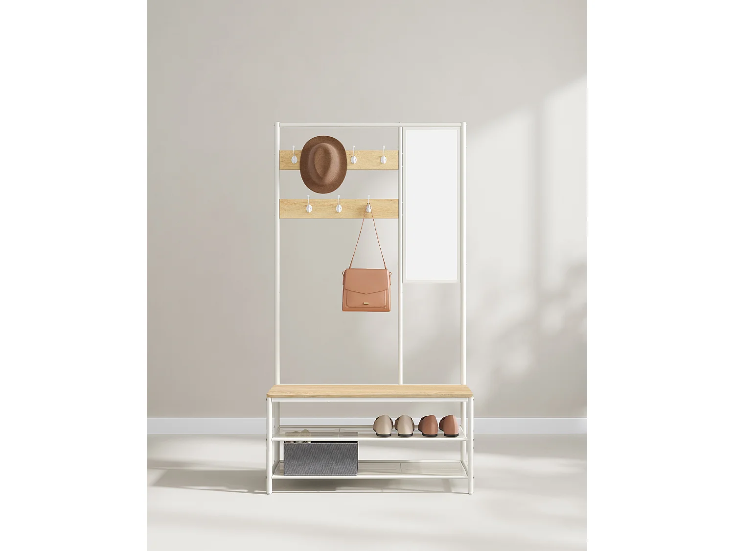 Coat rack stand 35x98x180 cm oak white