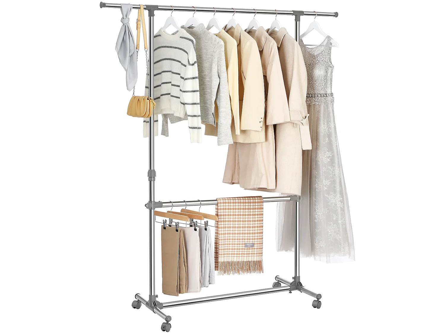 Porte-manteau gris 101-163x49x113-198 cm