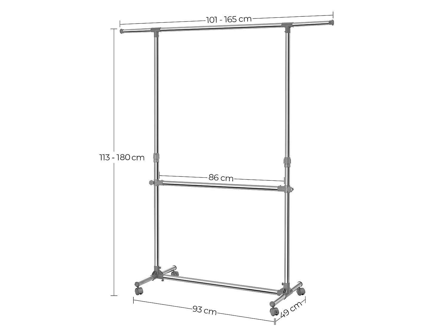 Porte-manteau gris 101-163x49x113-198 cm
