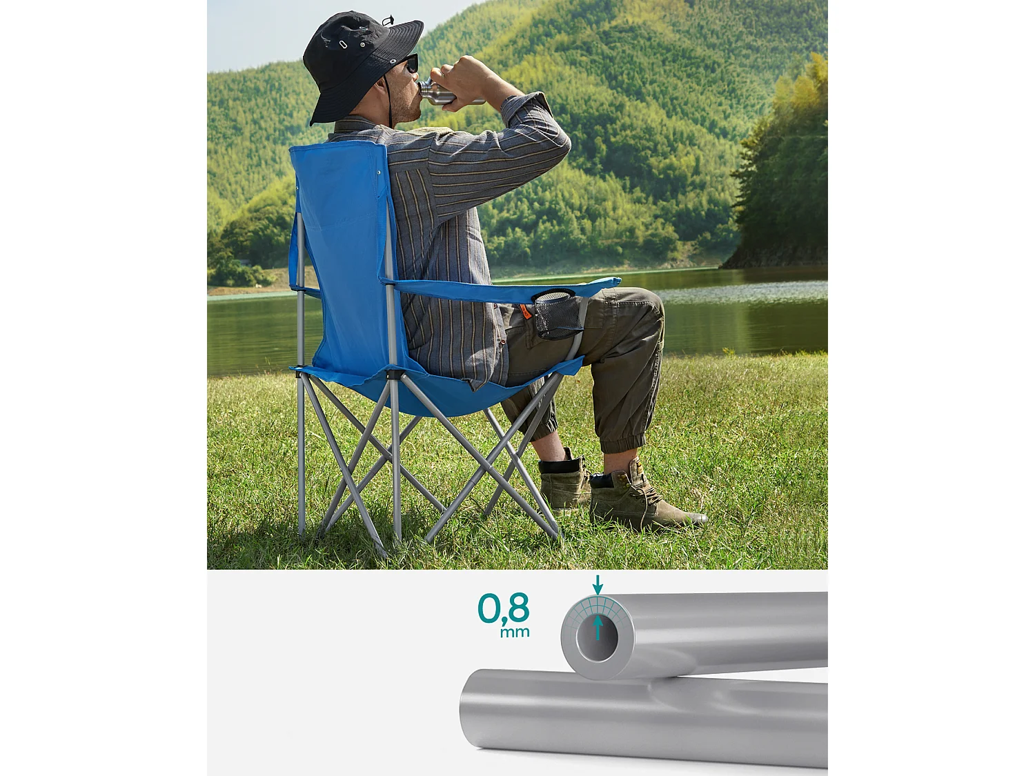 Campingstoel 76x51,5x95,5 cm blauw