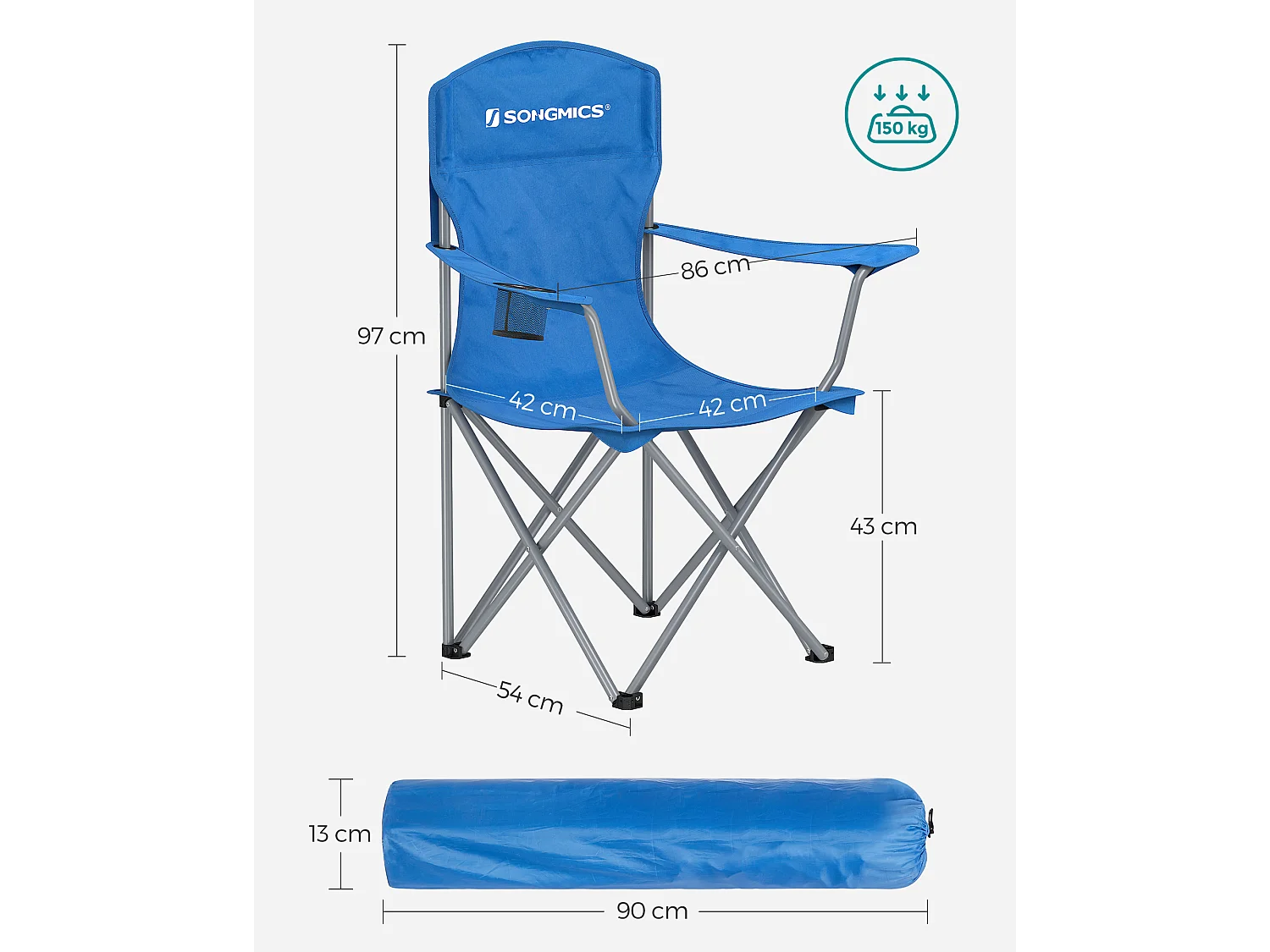 Campingstoel 76x51,5x95,5 cm blauw
