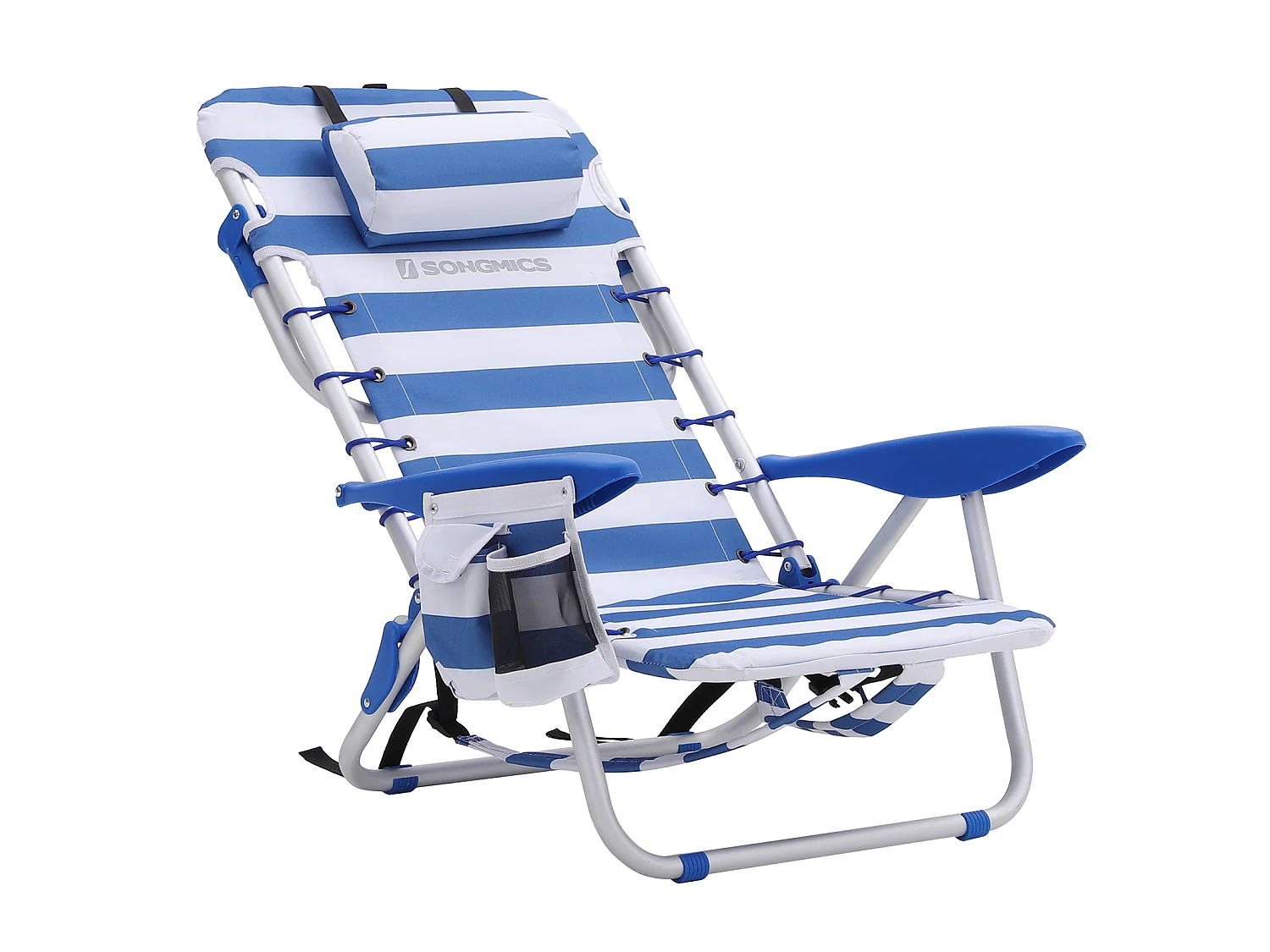 Chaise de plage 63x68x75 cm Bleu et blanc