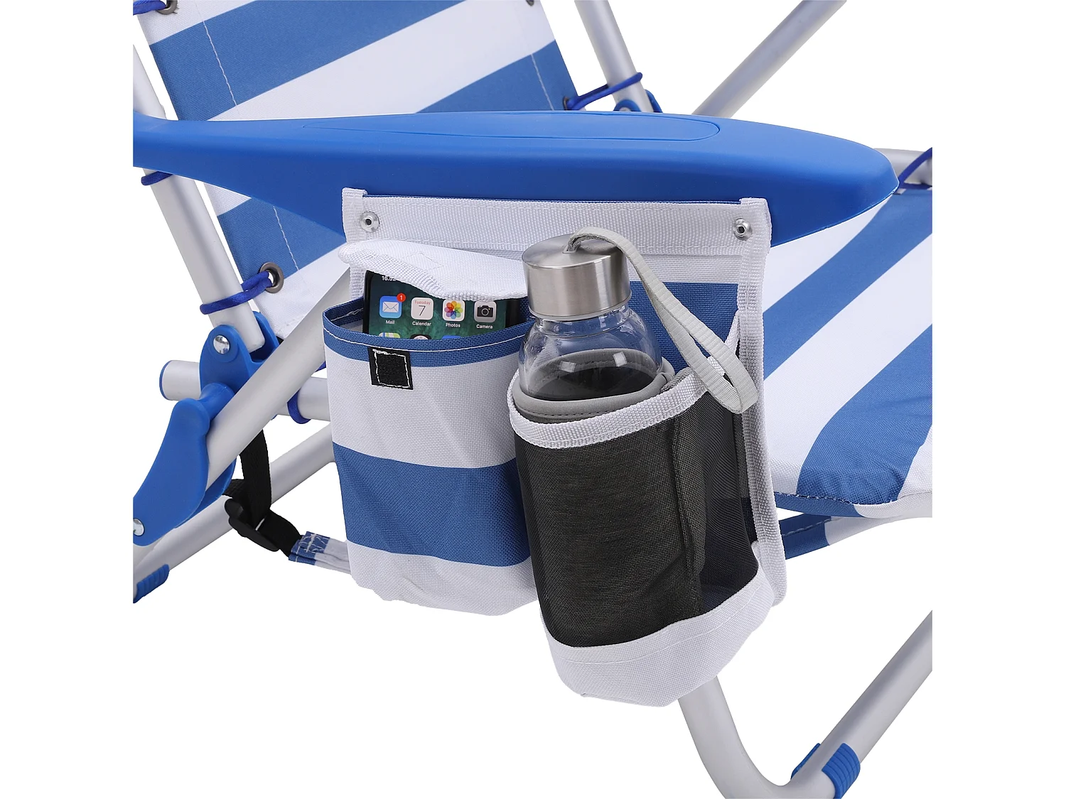 Chaise de plage 63x68x75 cm Bleu et blanc