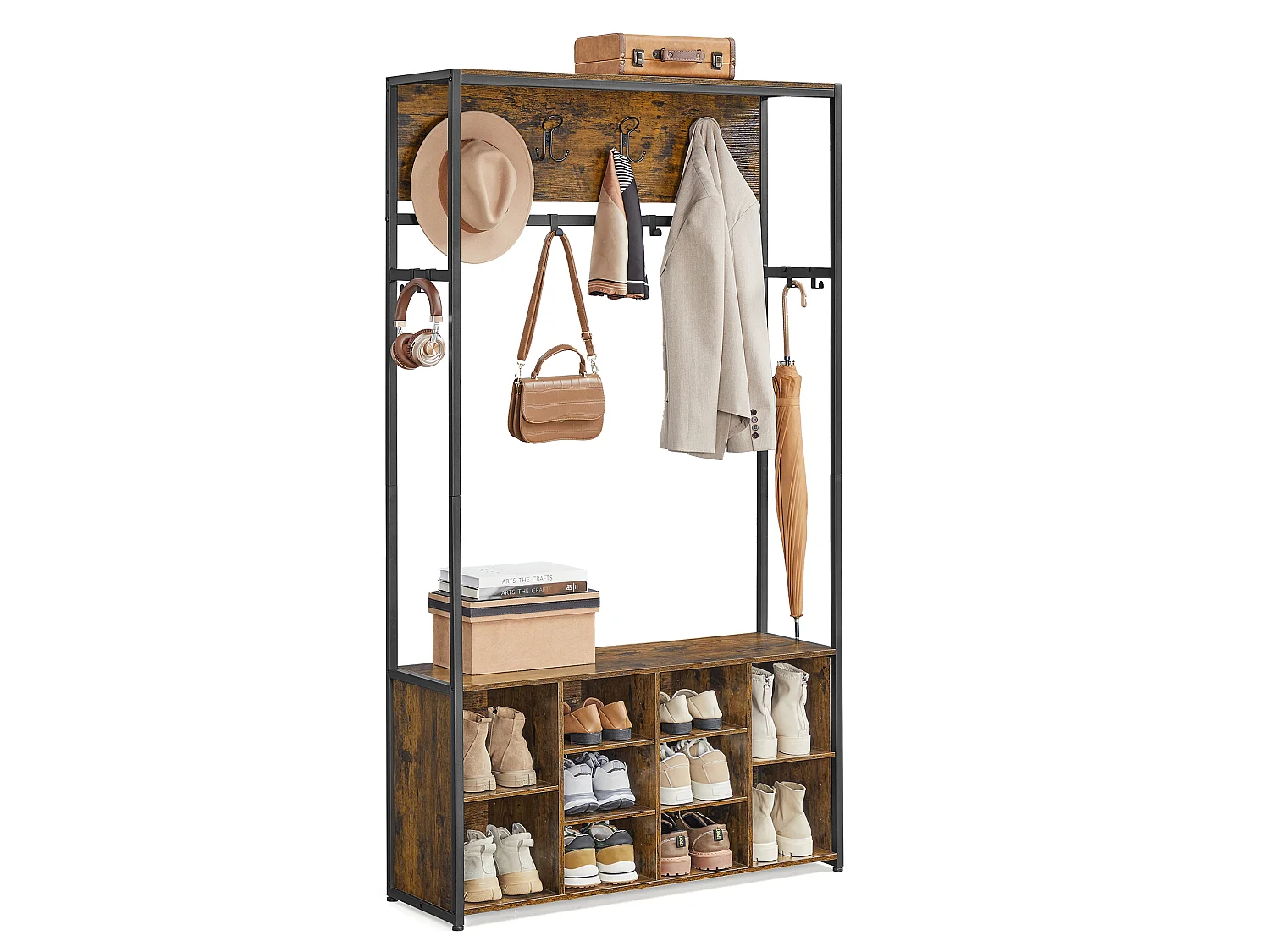 Hall tree 100x32x180 cm brown and black HSR432K01