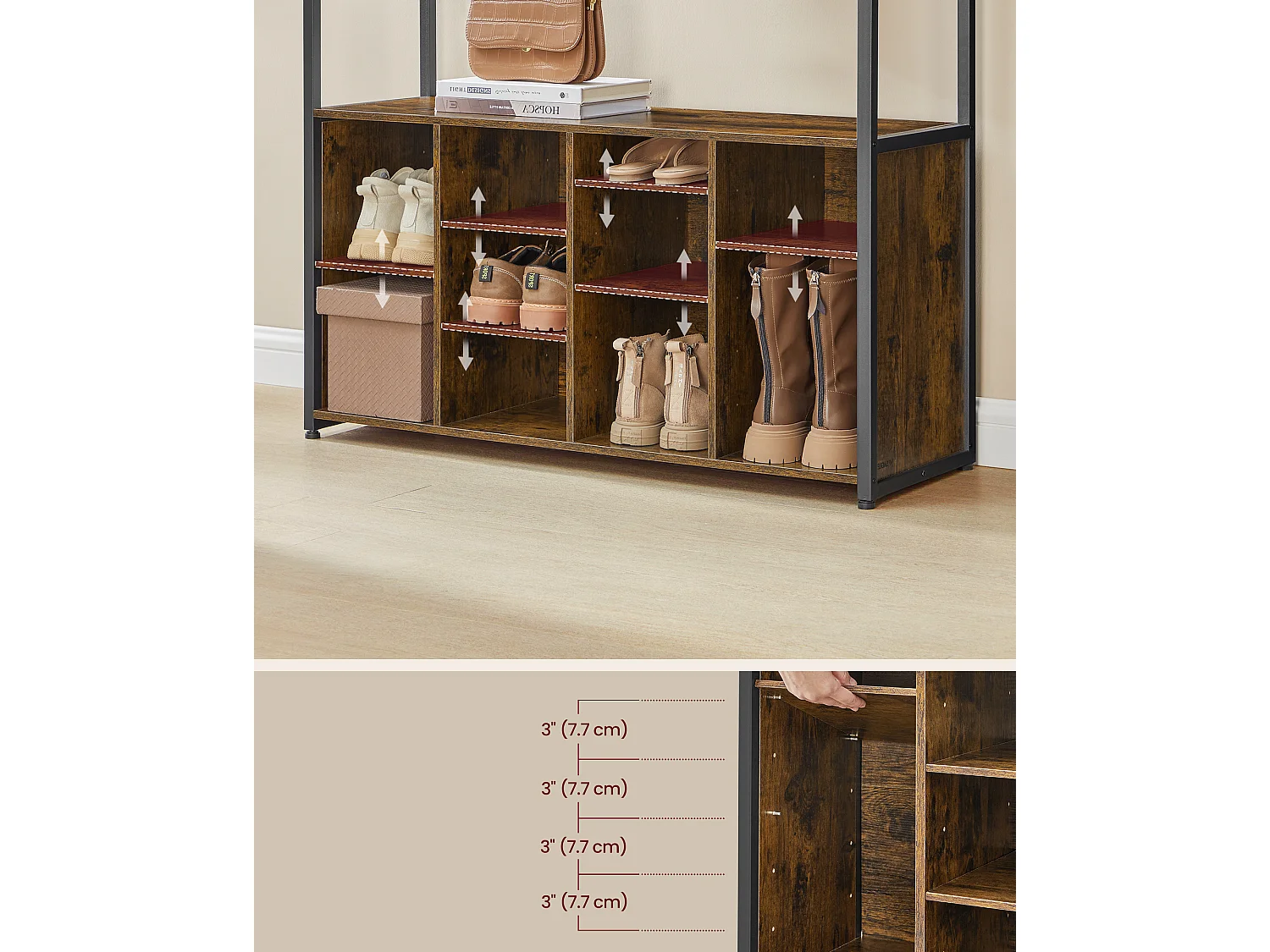 Hall tree 100x32x180 cm brown and black HSR432K01