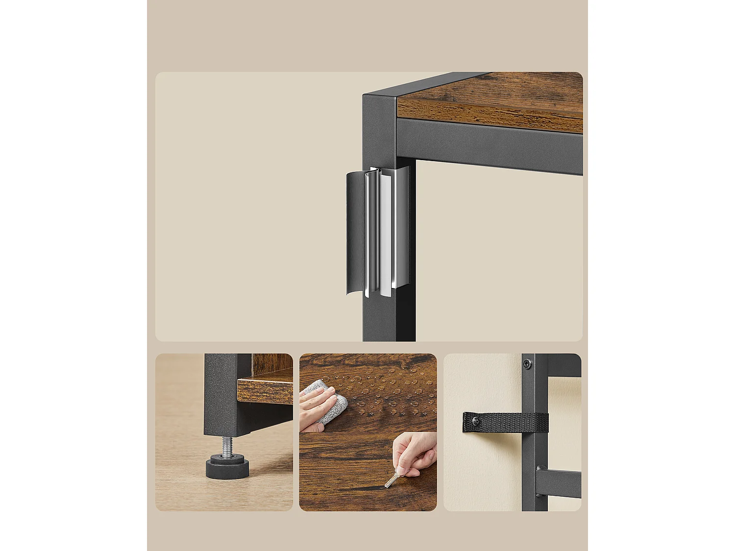 Hall tree 100x32x180 cm brown and black HSR432K01