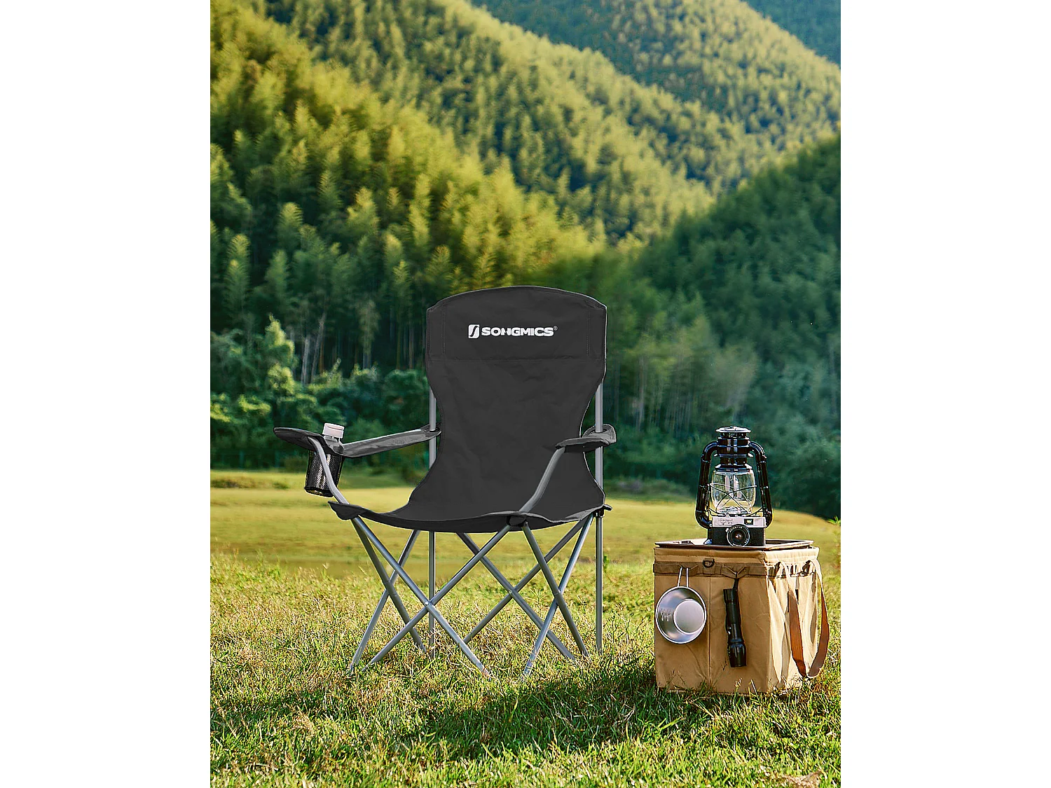 Campingstoel 76x51,5x95,5 cm zwart