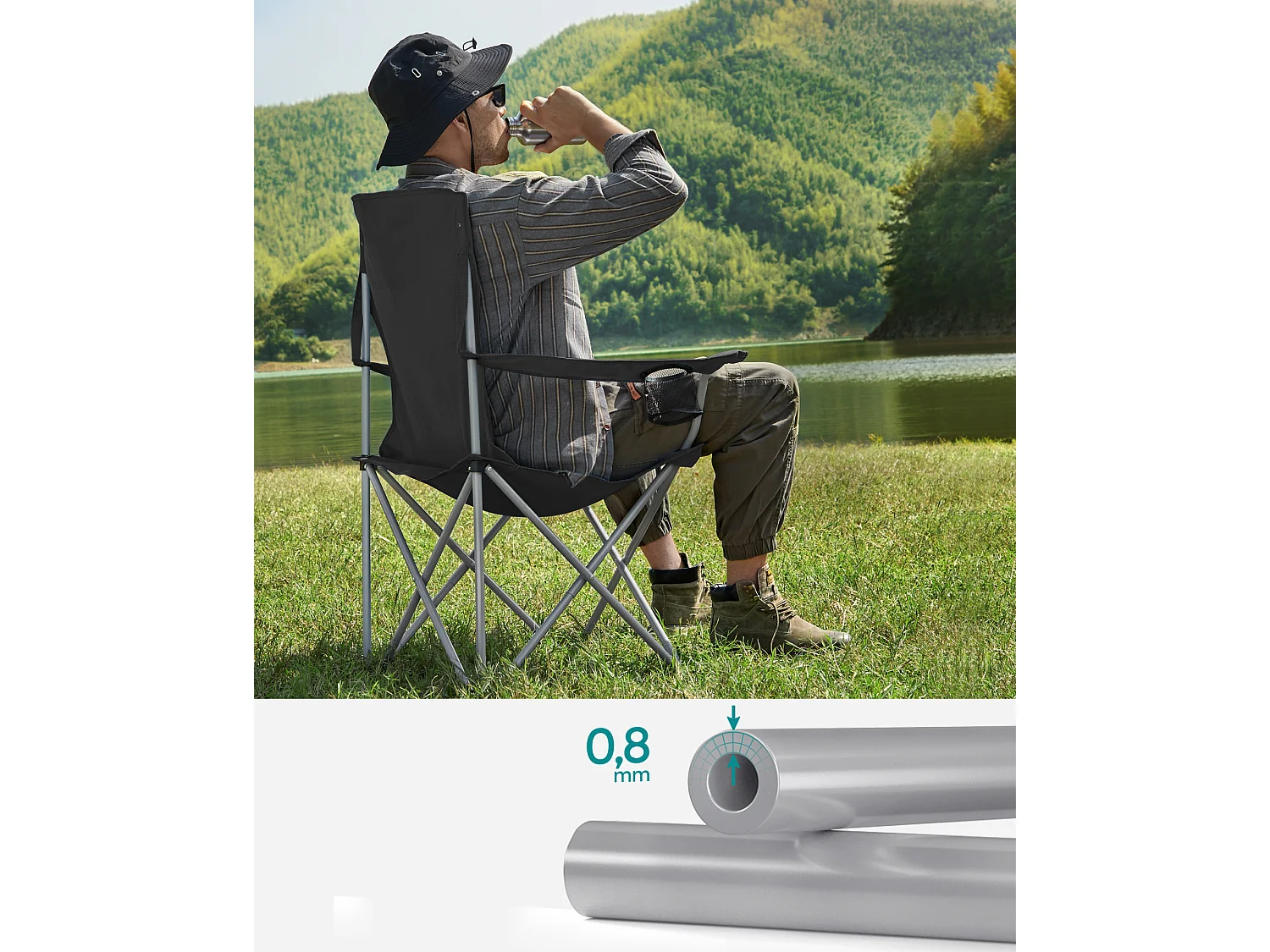 Campingstoel 76x51,5x95,5 cm zwart