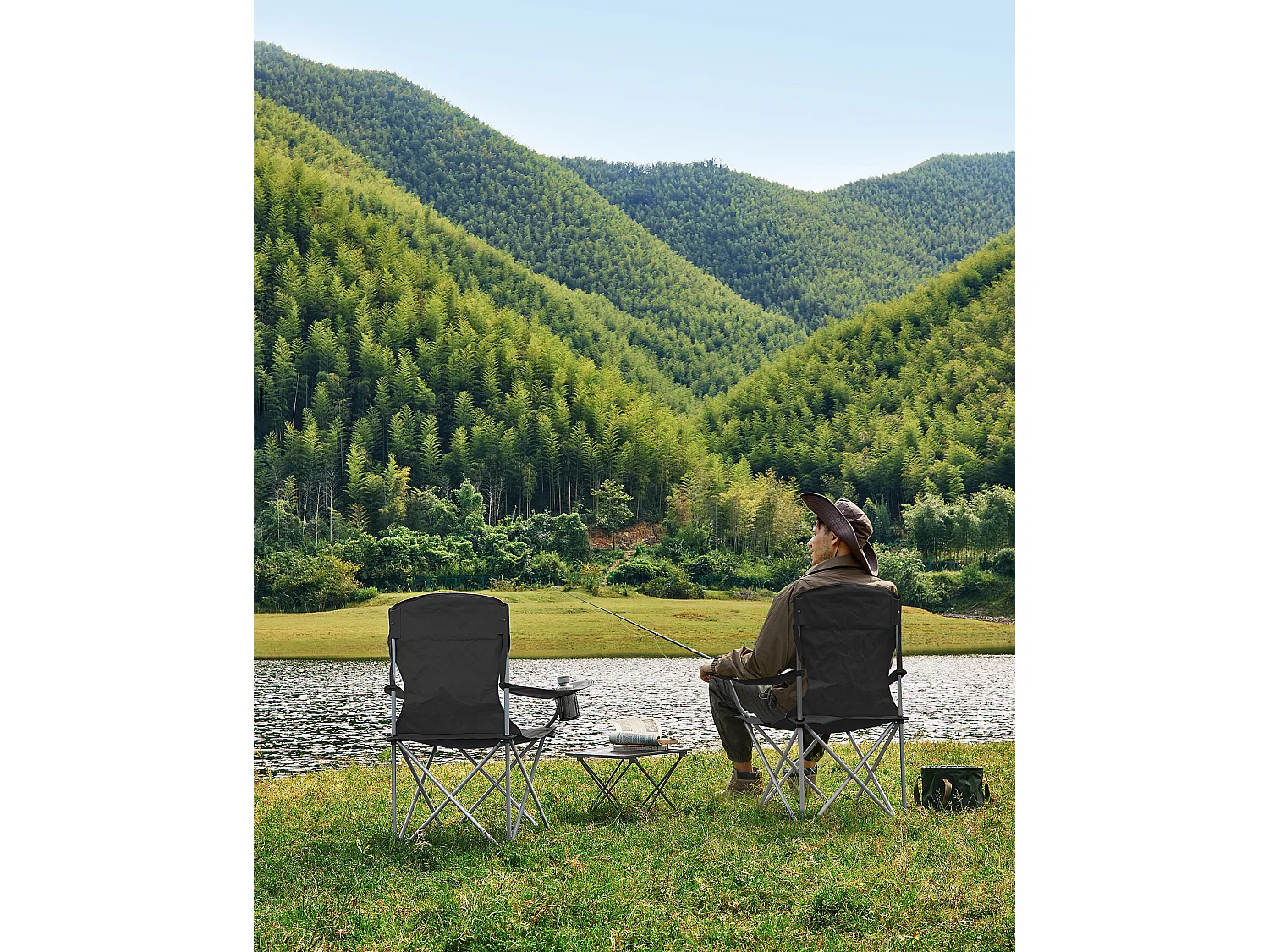 Campingstoel 76x51,5x95,5 cm zwart