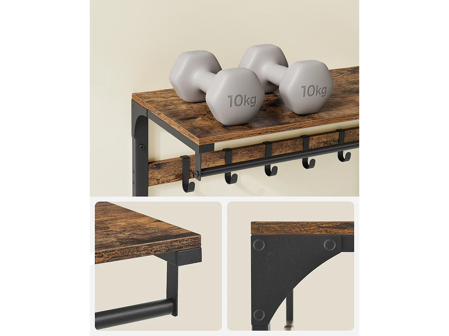 Coat rack 65x30x42 cm black LCR101B01