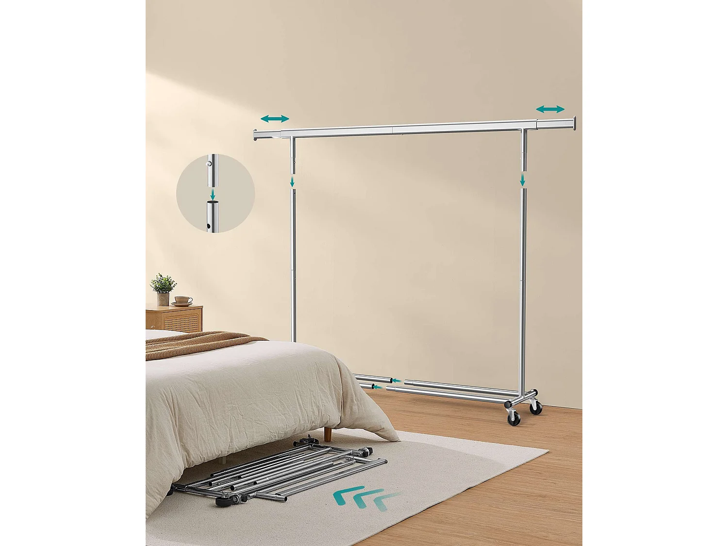 Wieszak na ubrania 160x45x161,5 cm Srebrny hs175e01