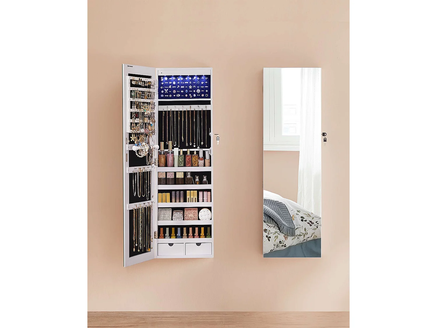 Armario joyero 108x36.7x9.3 cm blanco