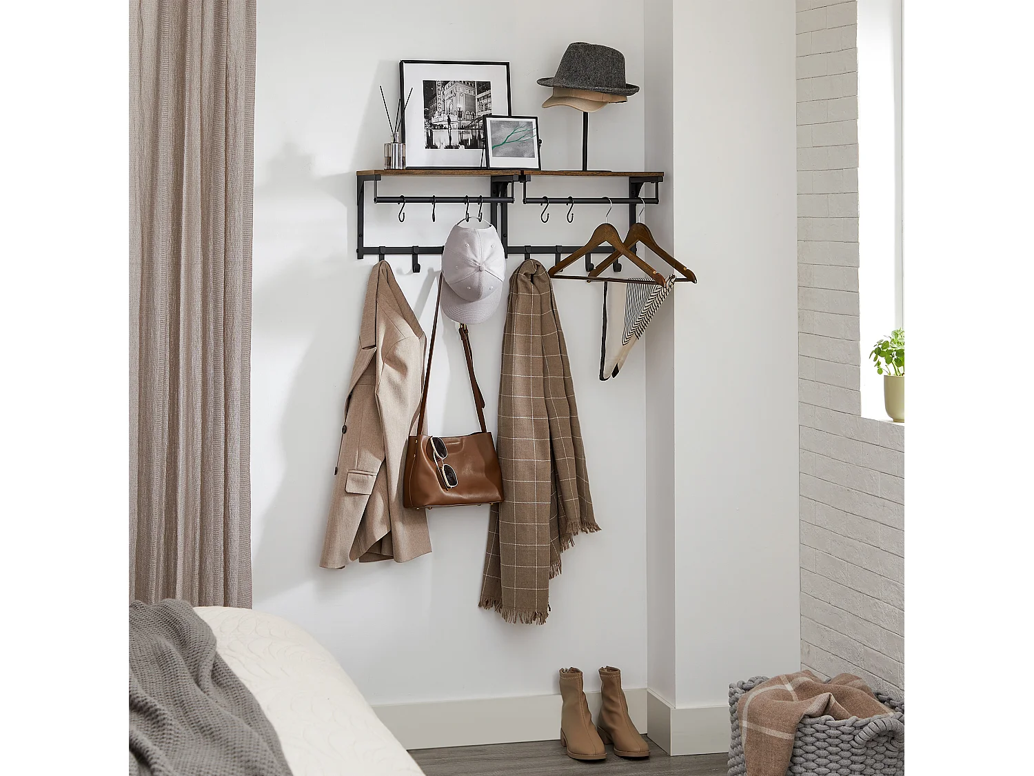 Coat rack 40x24x24 cm black vintage brown lcr103b01