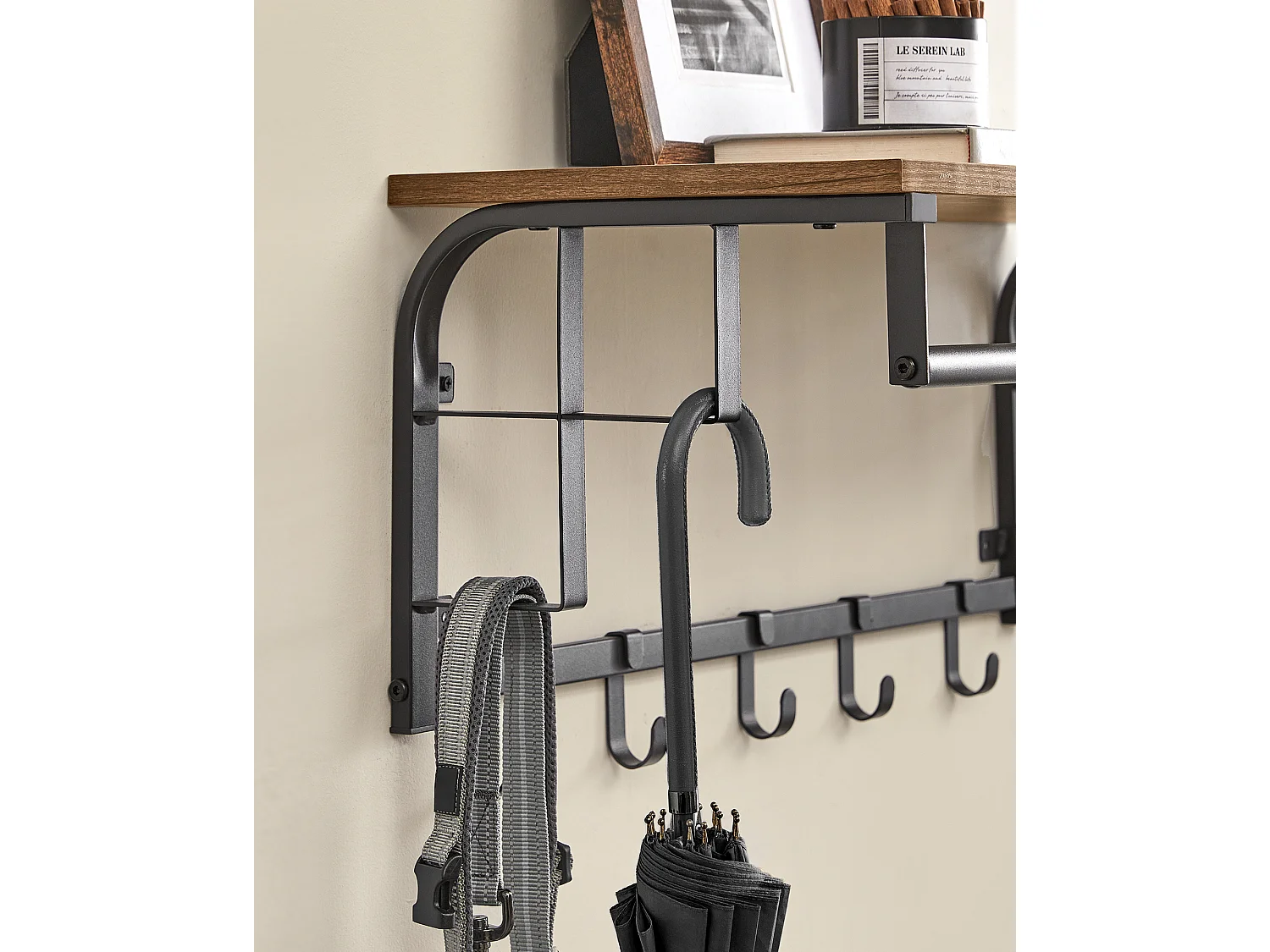 Porte-manteau 66x30x27 cm noir brun rustique