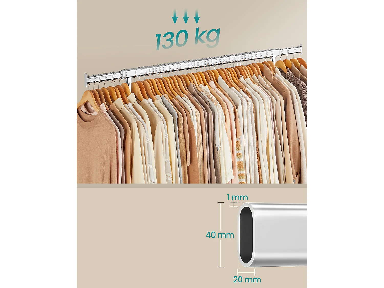 Porte-vêtements argenté HS11S 1x1x1 cm