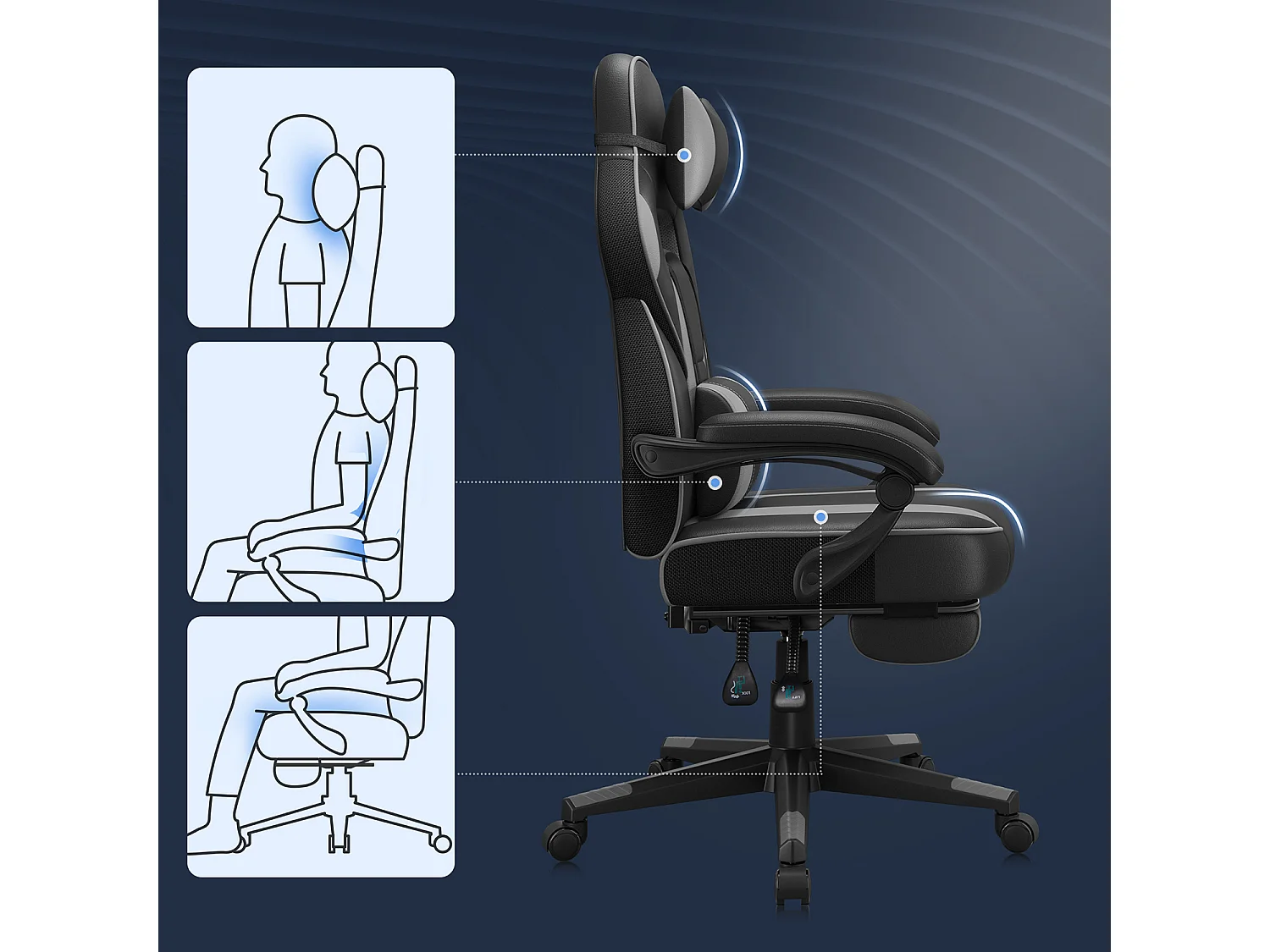 Chaise de bureau 70,9x65,5x119,7-129,7 cm noire