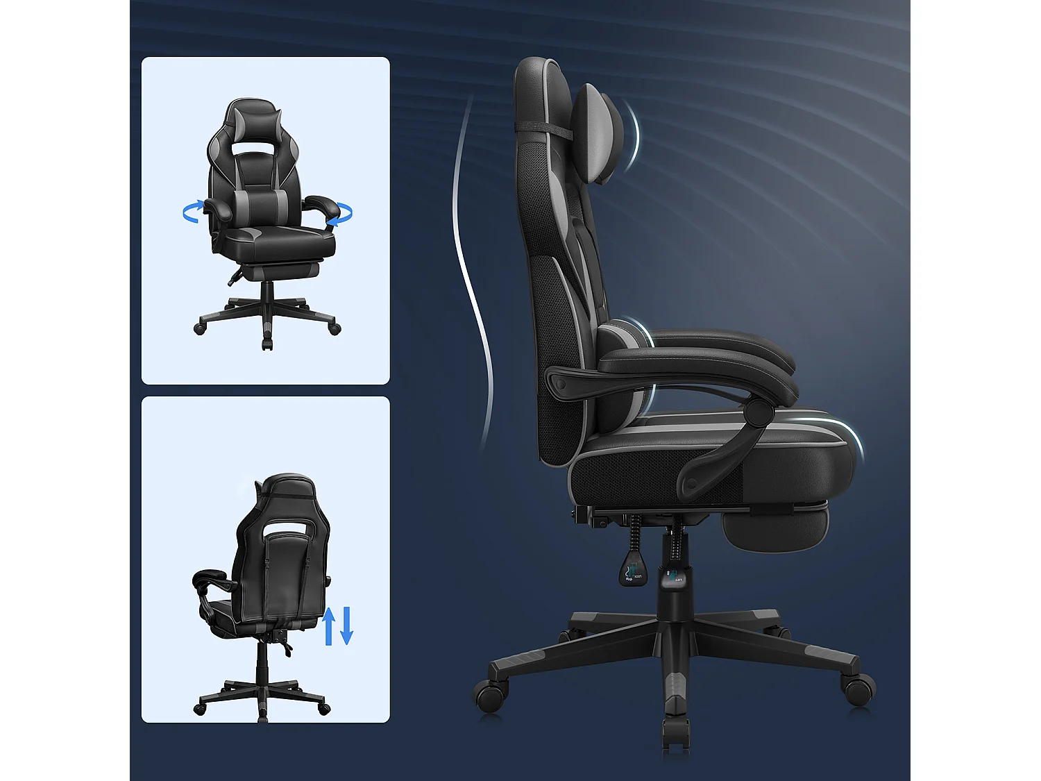 Chaise de bureau 70,9x65,5x119,7-129,7 cm noire