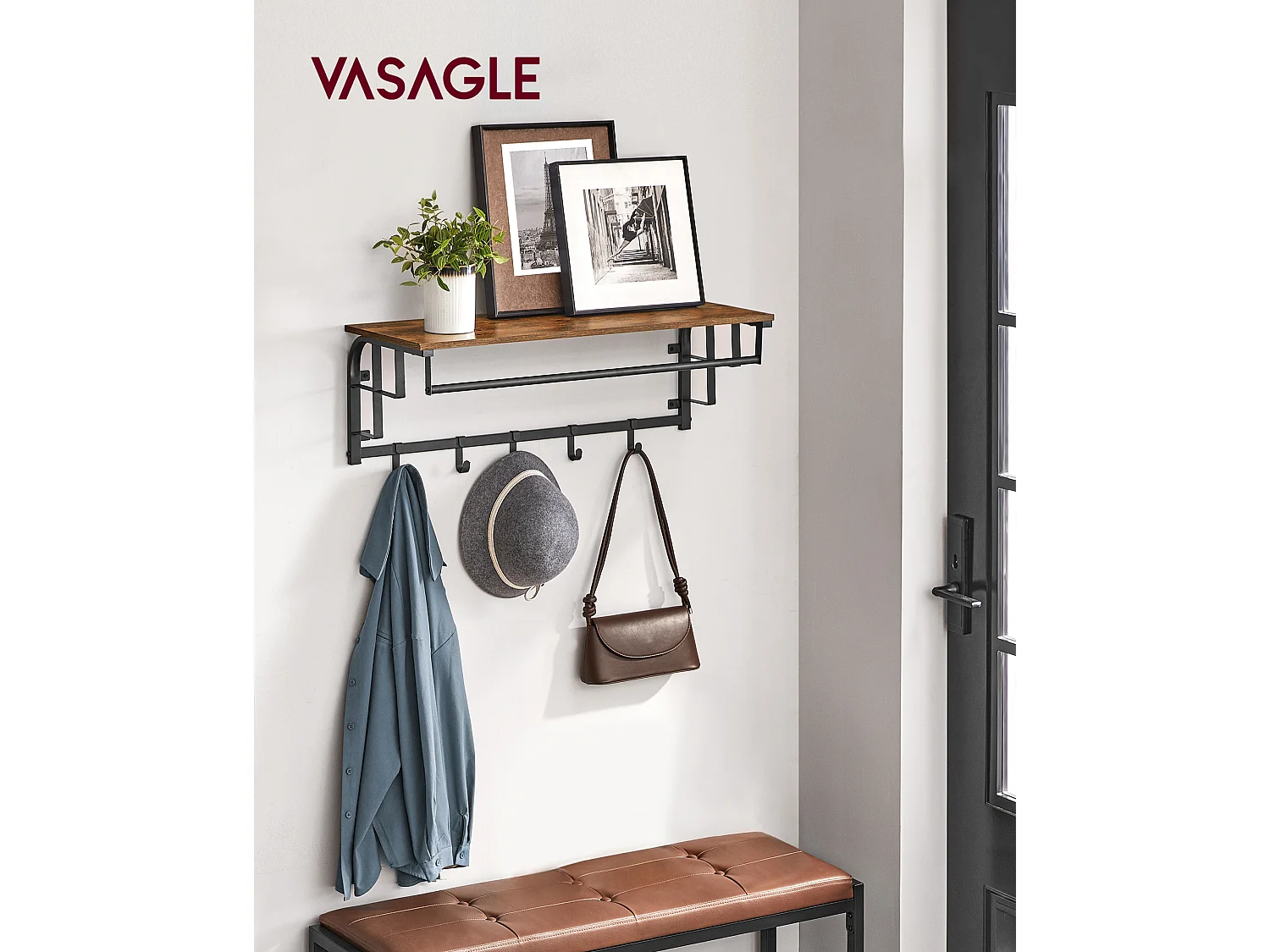 Coat Rack 80x30x27 cm black rustic brown