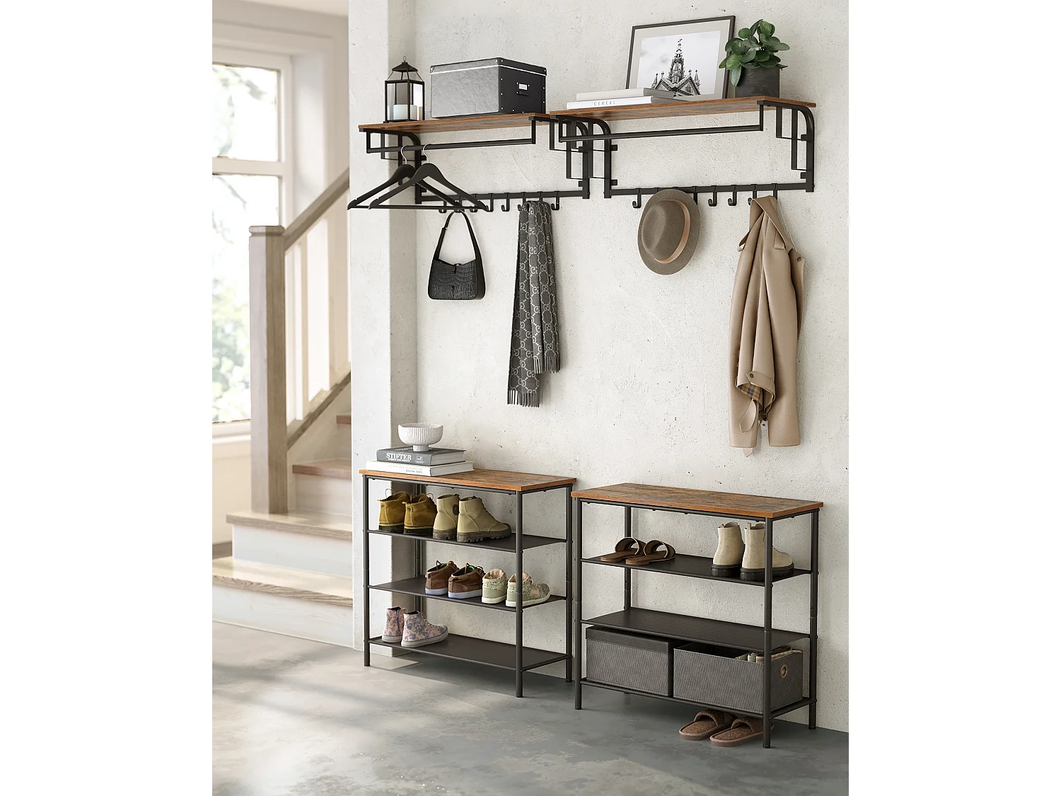 Coat Rack 80x30x27 cm black rustic brown