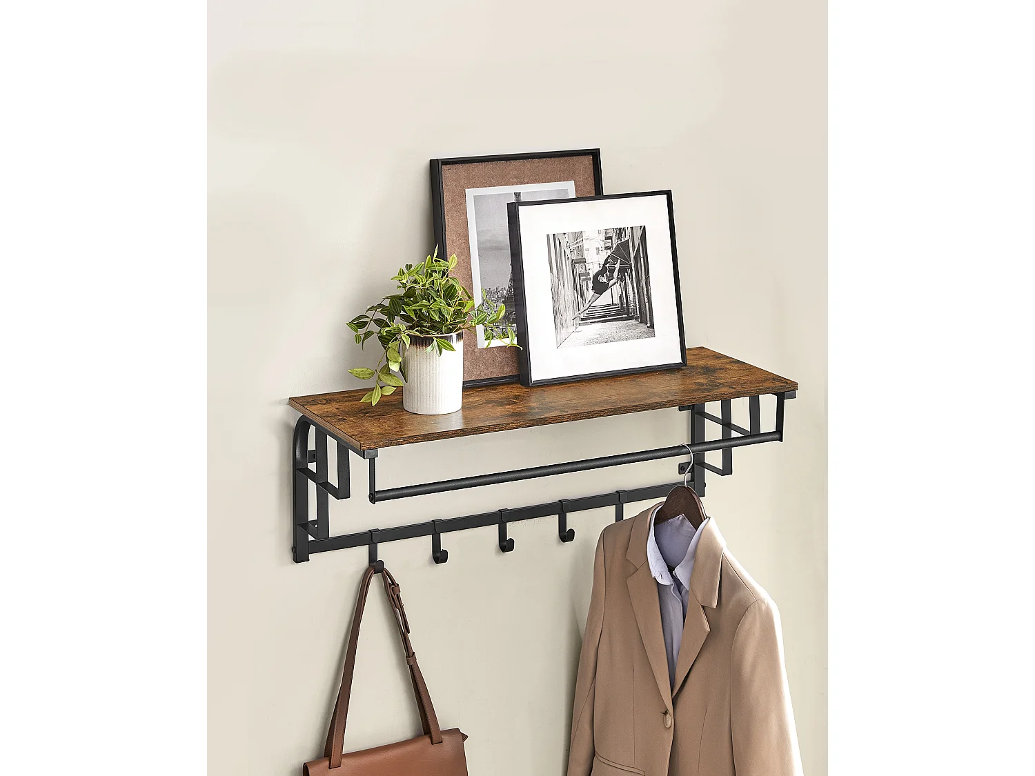 Coat Rack 80x30x27 cm black rustic brown