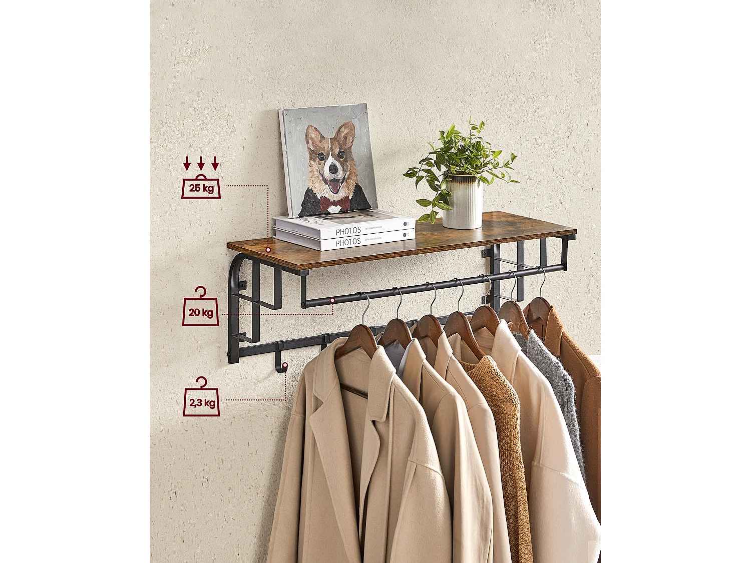 Coat Rack 80x30x27 cm black rustic brown