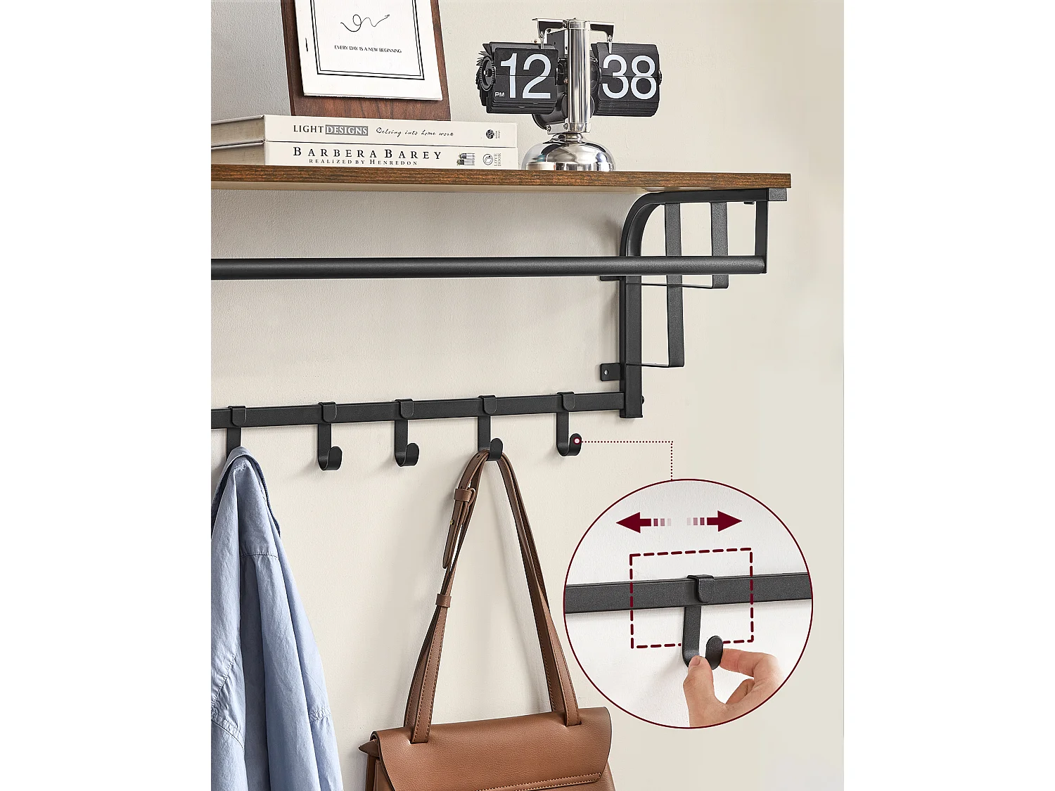 Coat Rack 80x30x27 cm black rustic brown