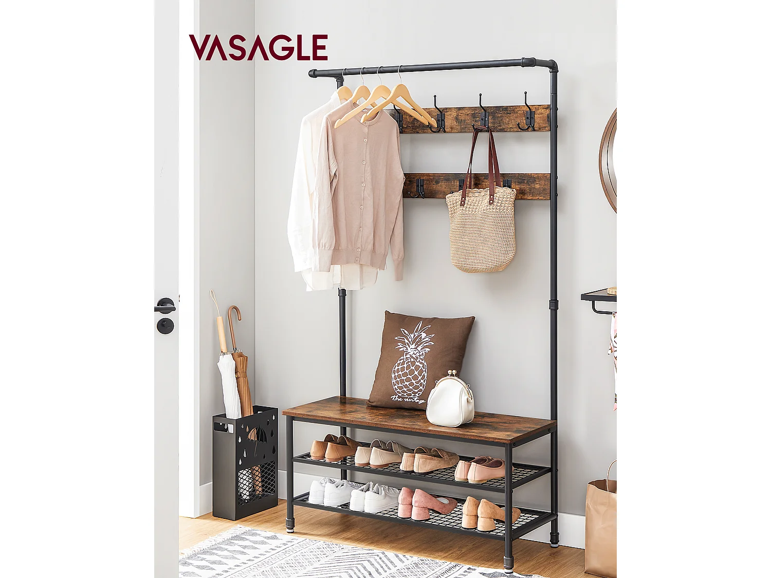 Coat rack 97x41.5x182 cm black HSR47BX