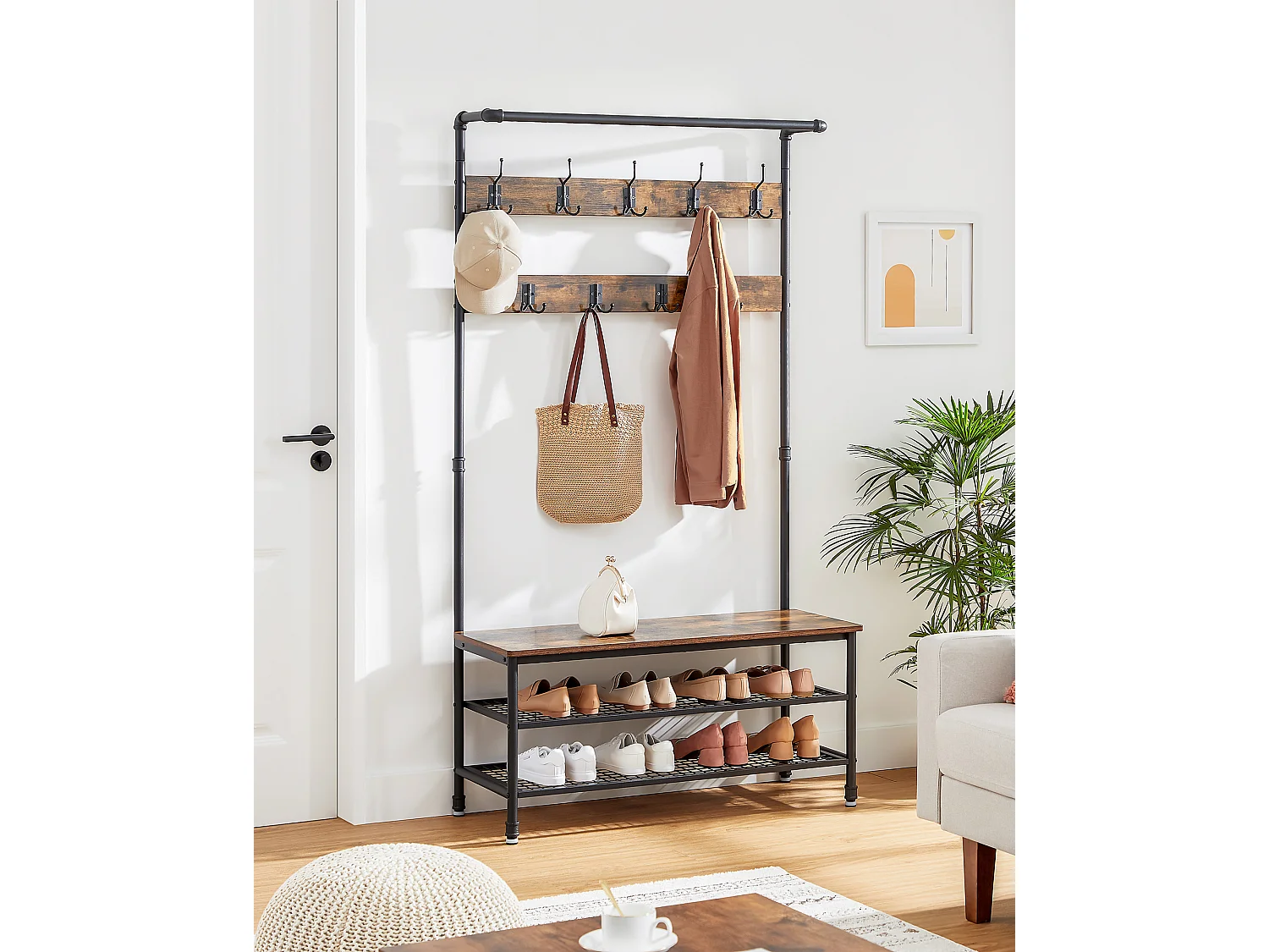 Coat rack 97x41.5x182 cm black HSR47BX