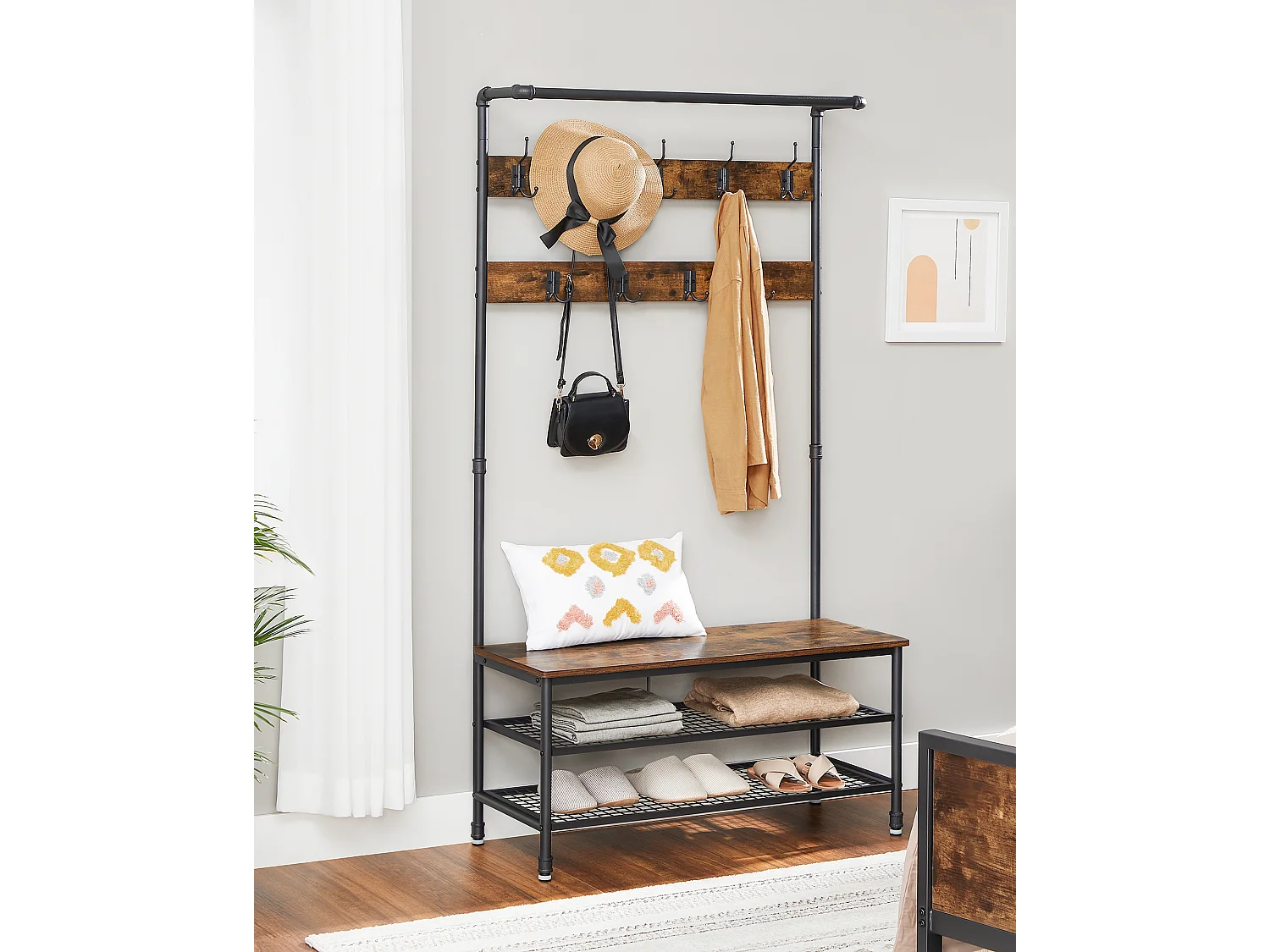 Coat rack 97x41.5x182 cm black HSR47BX