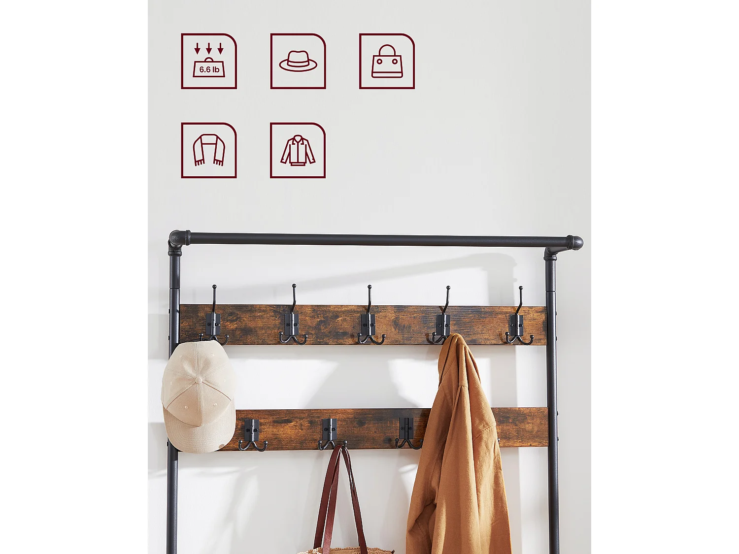 Coat rack 97x41.5x182 cm black HSR47BX