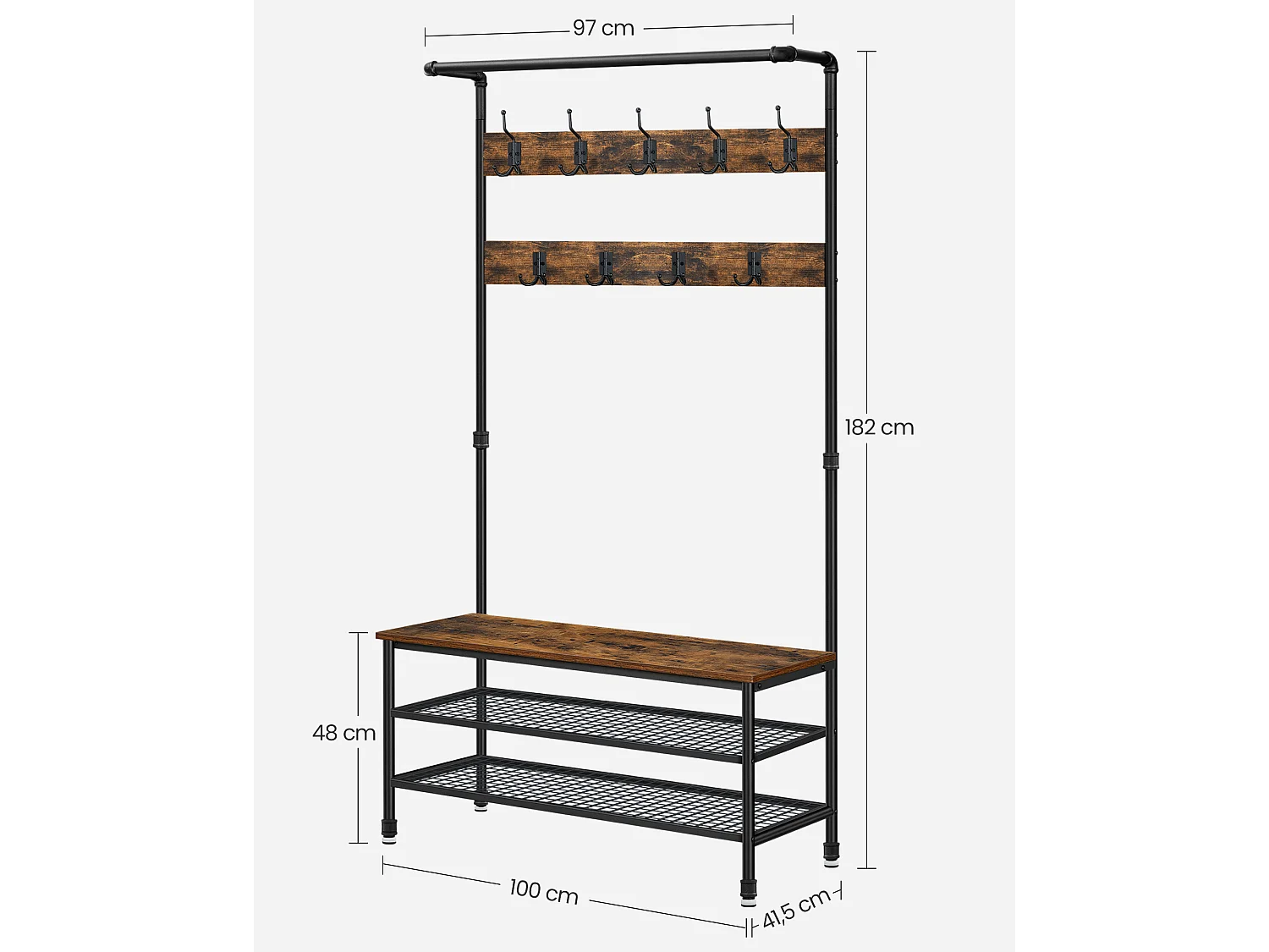 Coat rack 97x41.5x182 cm black HSR47BX