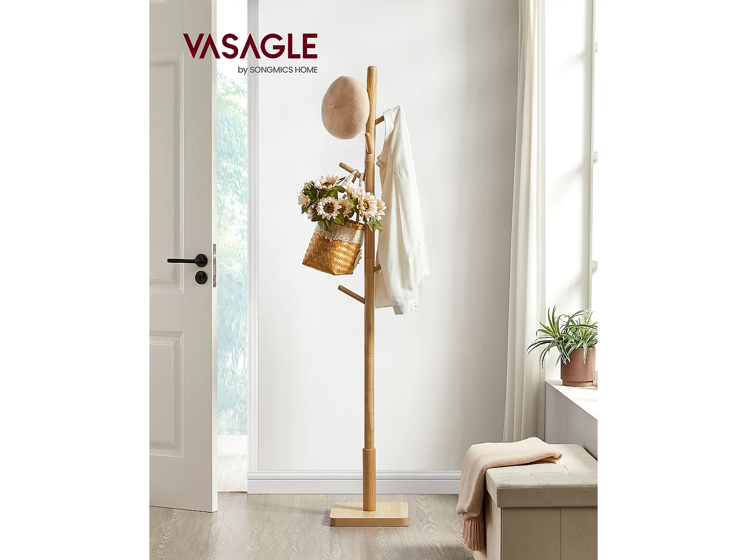 Porte-manteau 30x30x173,6 cm Beige