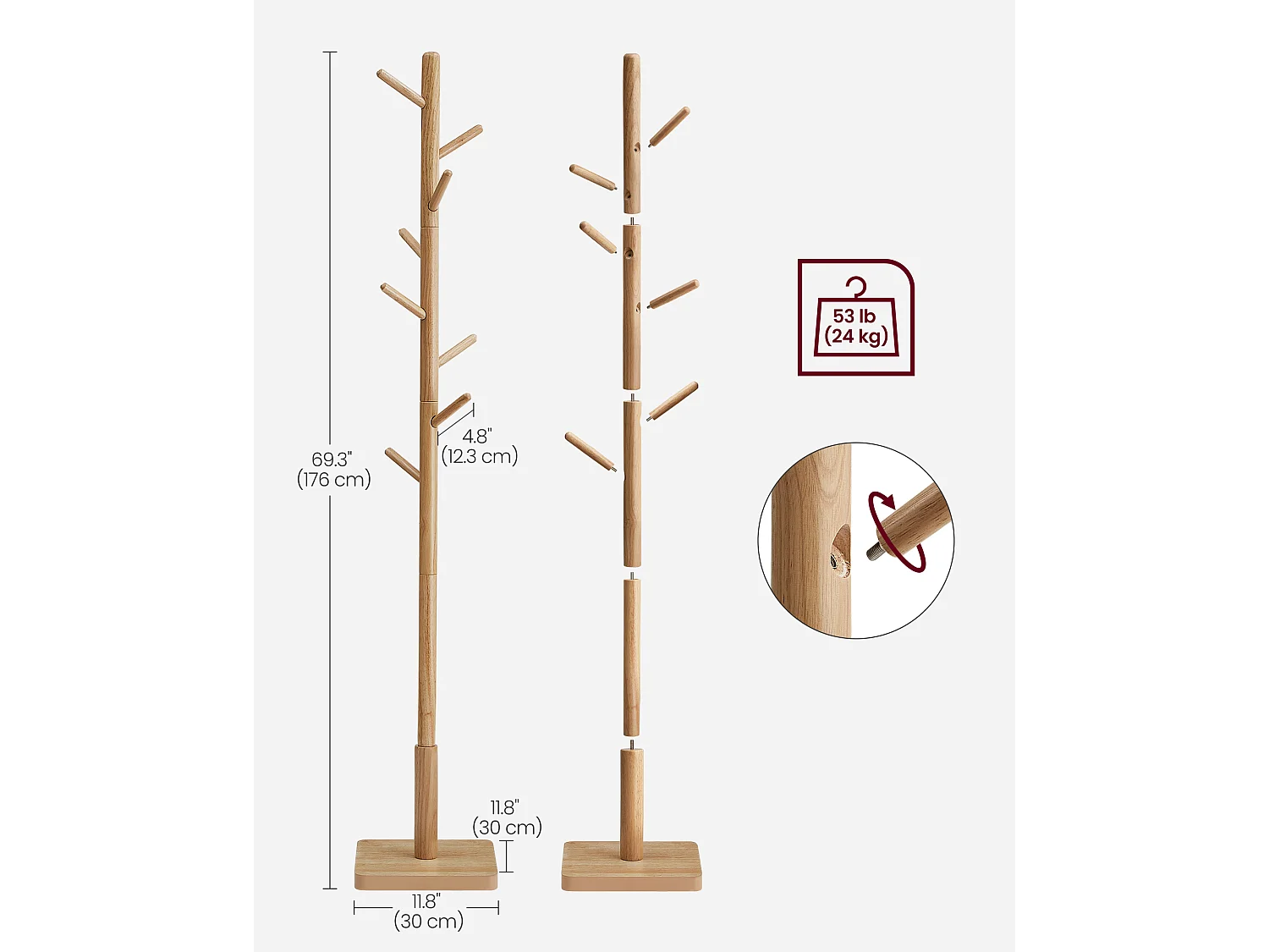 Porte-manteau 30x30x173,6 cm Beige