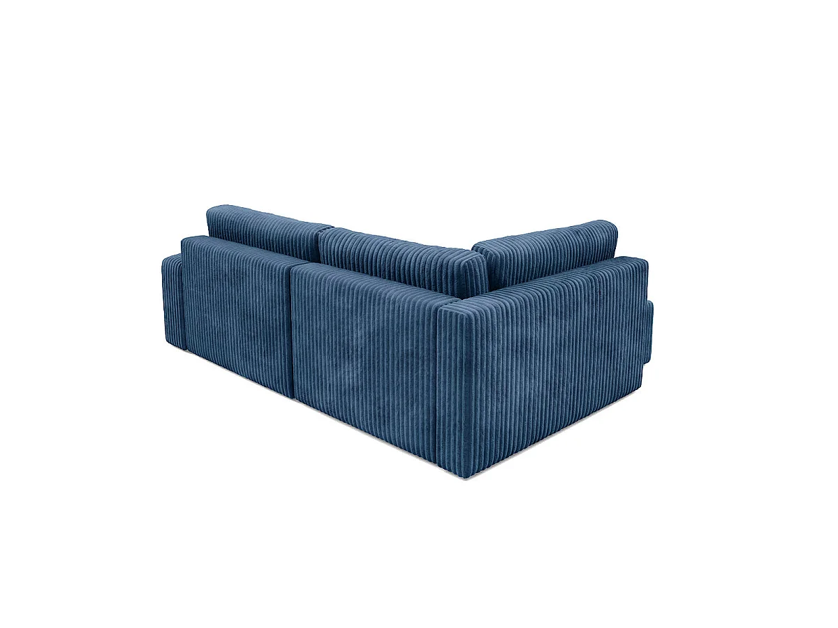 Canapé d'angle gauche convertible 4 places avec coffre en tissu bleu marine ANGEL